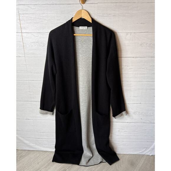 Aritzia Babaton Cardigan Womens Size Medium Black Lance Longline Open Duster - Picture 1 of 16